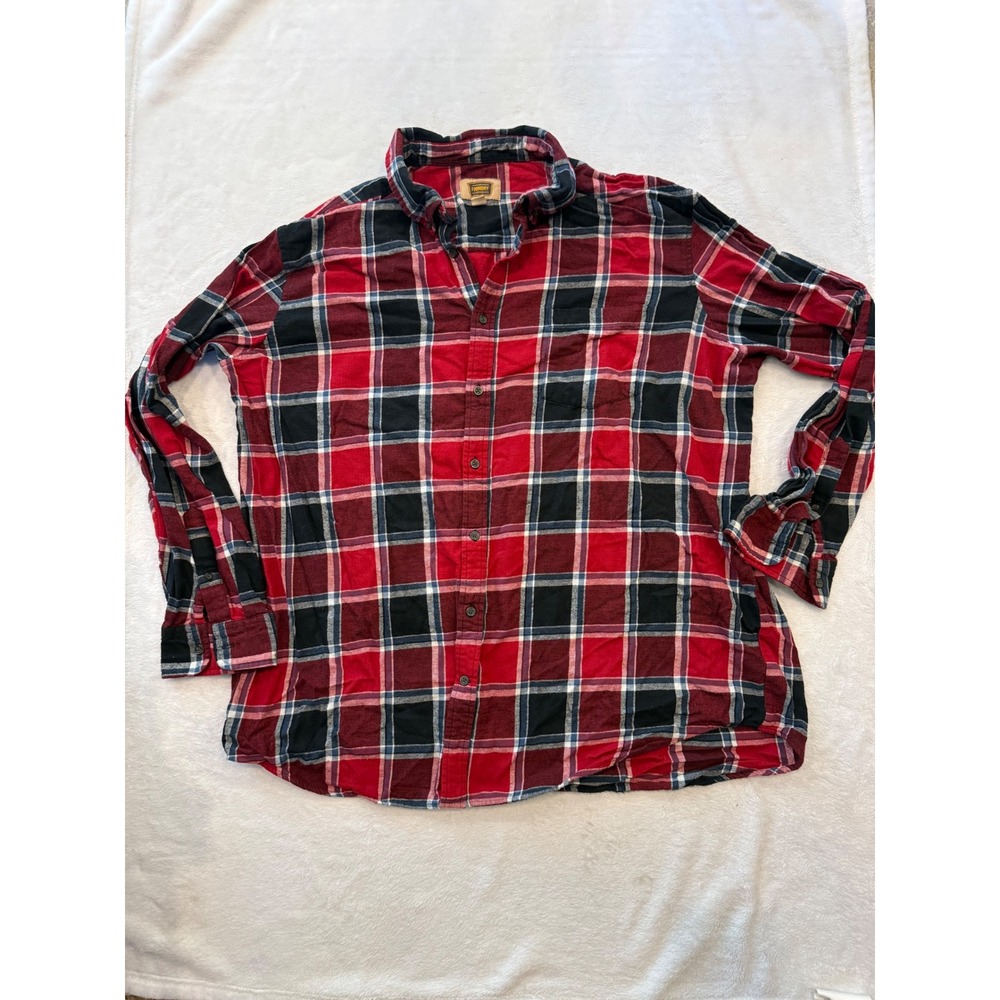 The Foundry Supply Co Mens 2XLT Red Black Plaid Flannel Button Down Shirt 2XLT